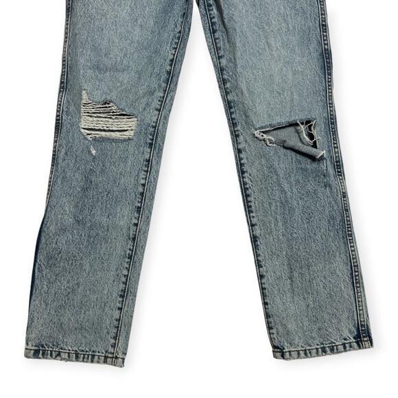 Revice High Rise Button Fly Straight Leg Jeans SIZE 28 x 30 Destroyed Blue - Picture 9 of 10